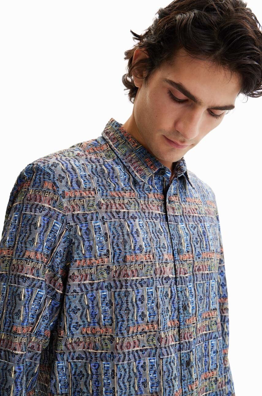 Сорочка Desigual чоловіча колір чорний regular класичний комір