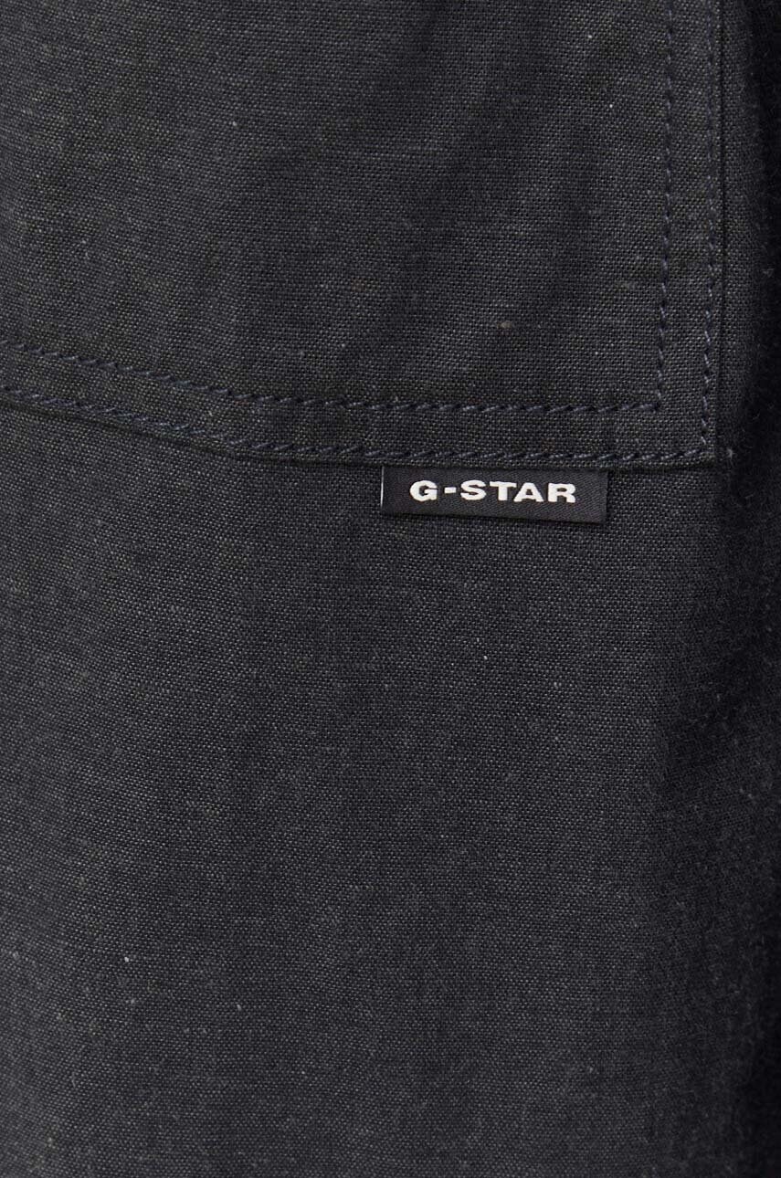 Сорочка з домішкою льону G-Star Raw колір чорний relaxed класичний комір