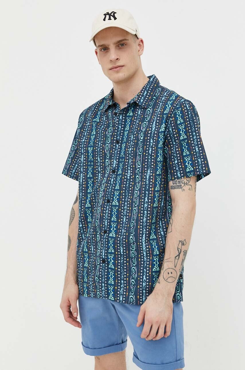 Бавовняна сорочка Quiksilver чоловіча колір синій regular класичний комір