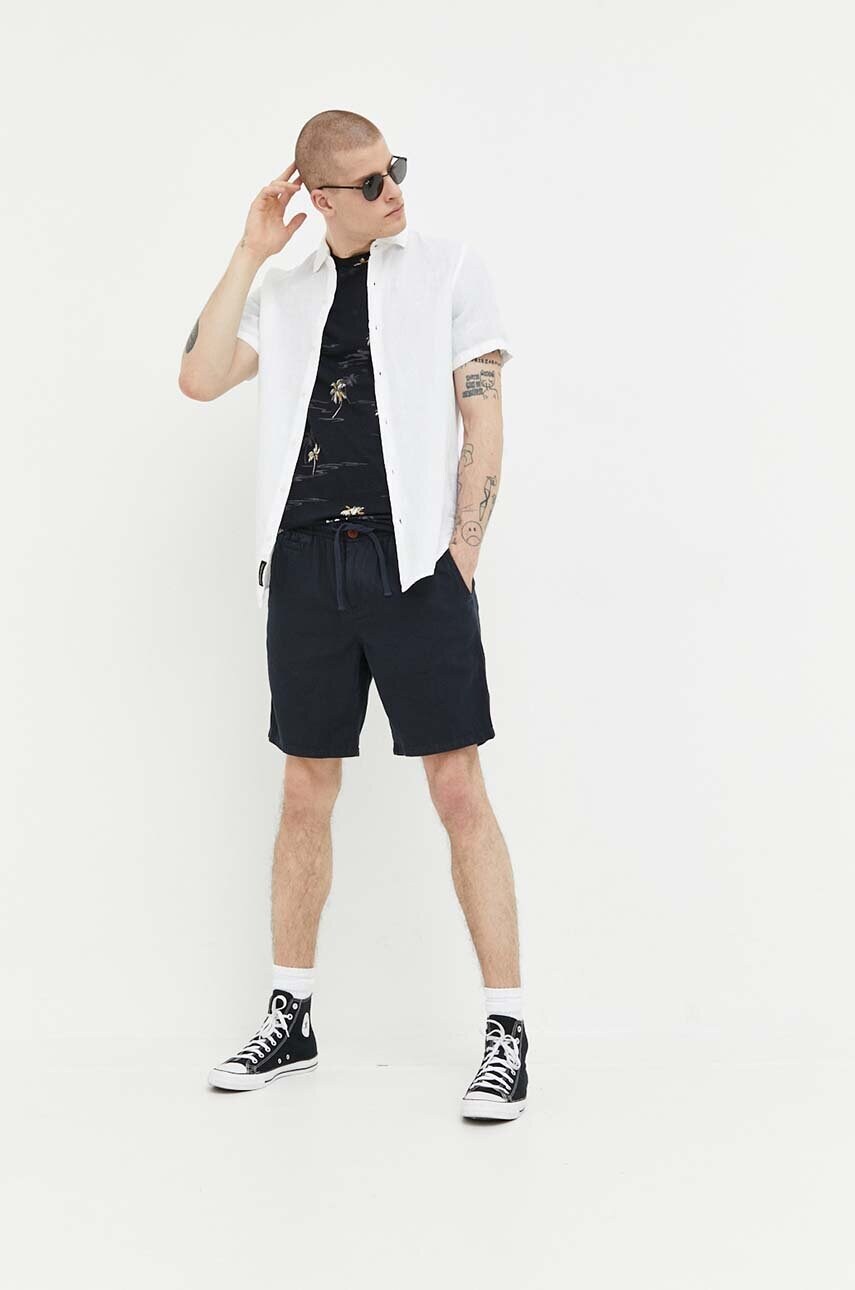Сорочка з льону Superdry колір білий regular класичний комір