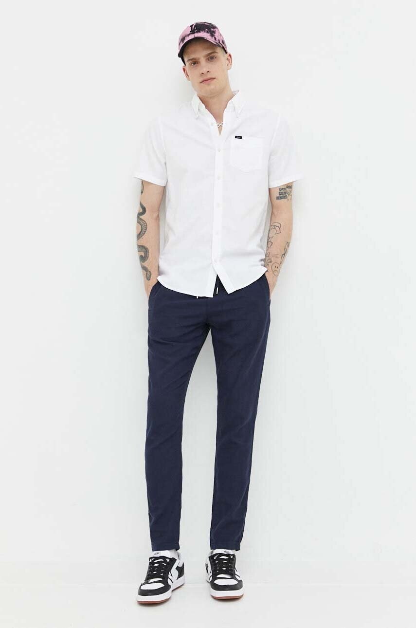 Бавовняна сорочка Superdry чоловіча колір білий regular комір button-down
