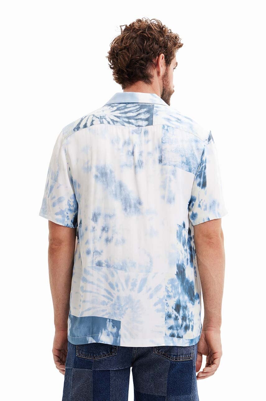 Сорочка Desigual чоловіча колір синій regular класичний комір