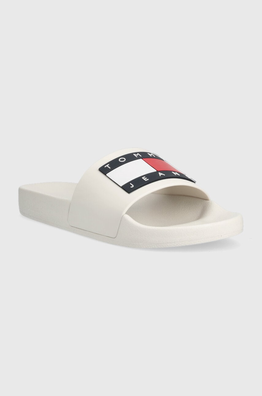 Шльопанці Tommy Jeans FLAG POOL SLD ESS жіночі колір білий EN0EN02115
