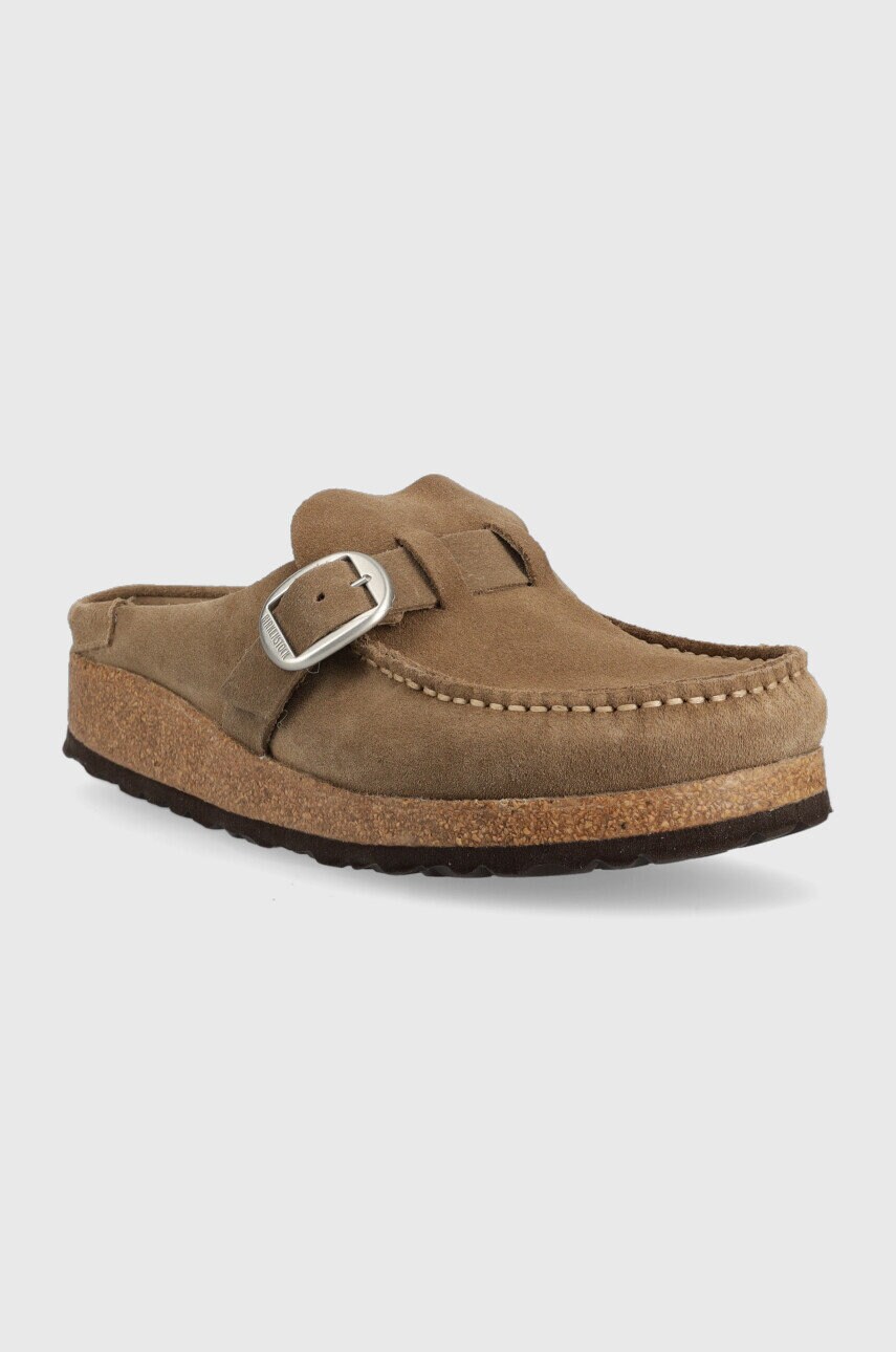 Замшеві шльопанці Birkenstock Buckley жіночі колір бежевий 1019490