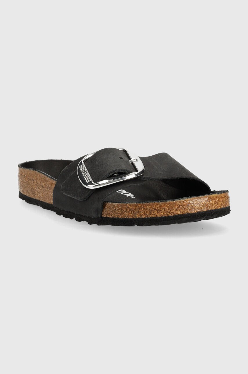 Шкіряні шльопанці Birkenstock Madrid жіночі колір чорний 1006522