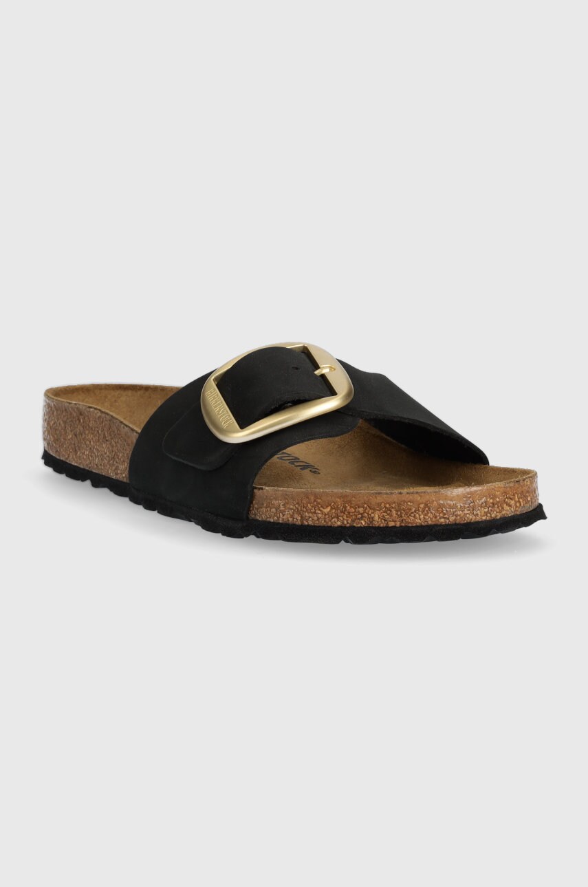 Замшеві шльопанці Birkenstock MADRID BIG BUCKLE жіночі колір чорний 1023342