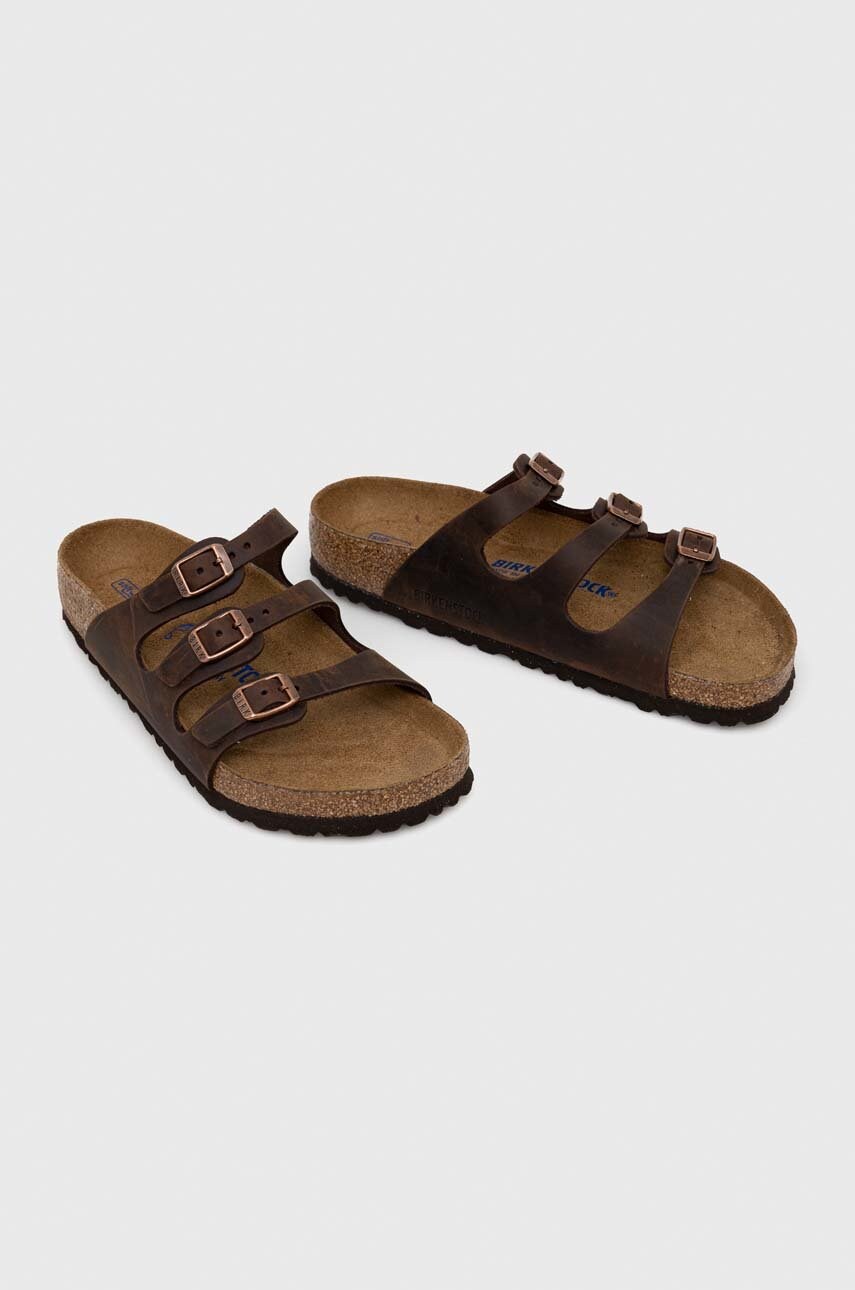 Замшеві шльопанці Birkenstock FLORIDA жіночі колір коричневий 53901