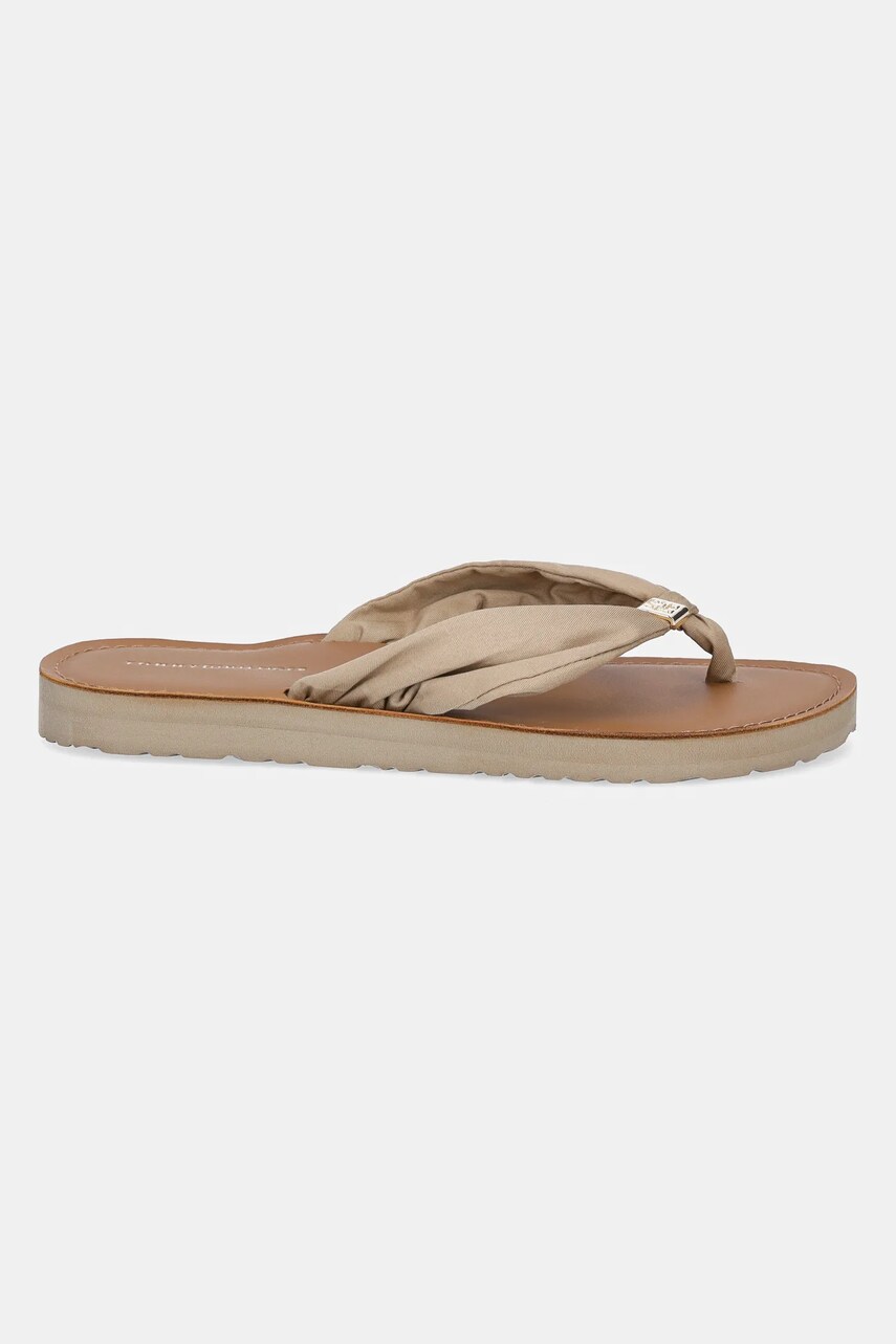 В'єтнамки Tommy Hilfiger TH ELEVATED BEACH SANDAL жіночі колір бежевий на плоскому ходу FW0FW06985