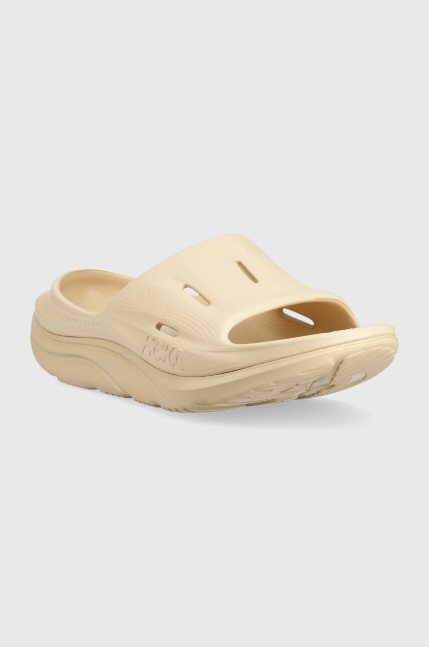 Шльопанці Hoka ORA Recovery Slide 3 жіночі колір бежевий на платформі 1135061.d-SSSS