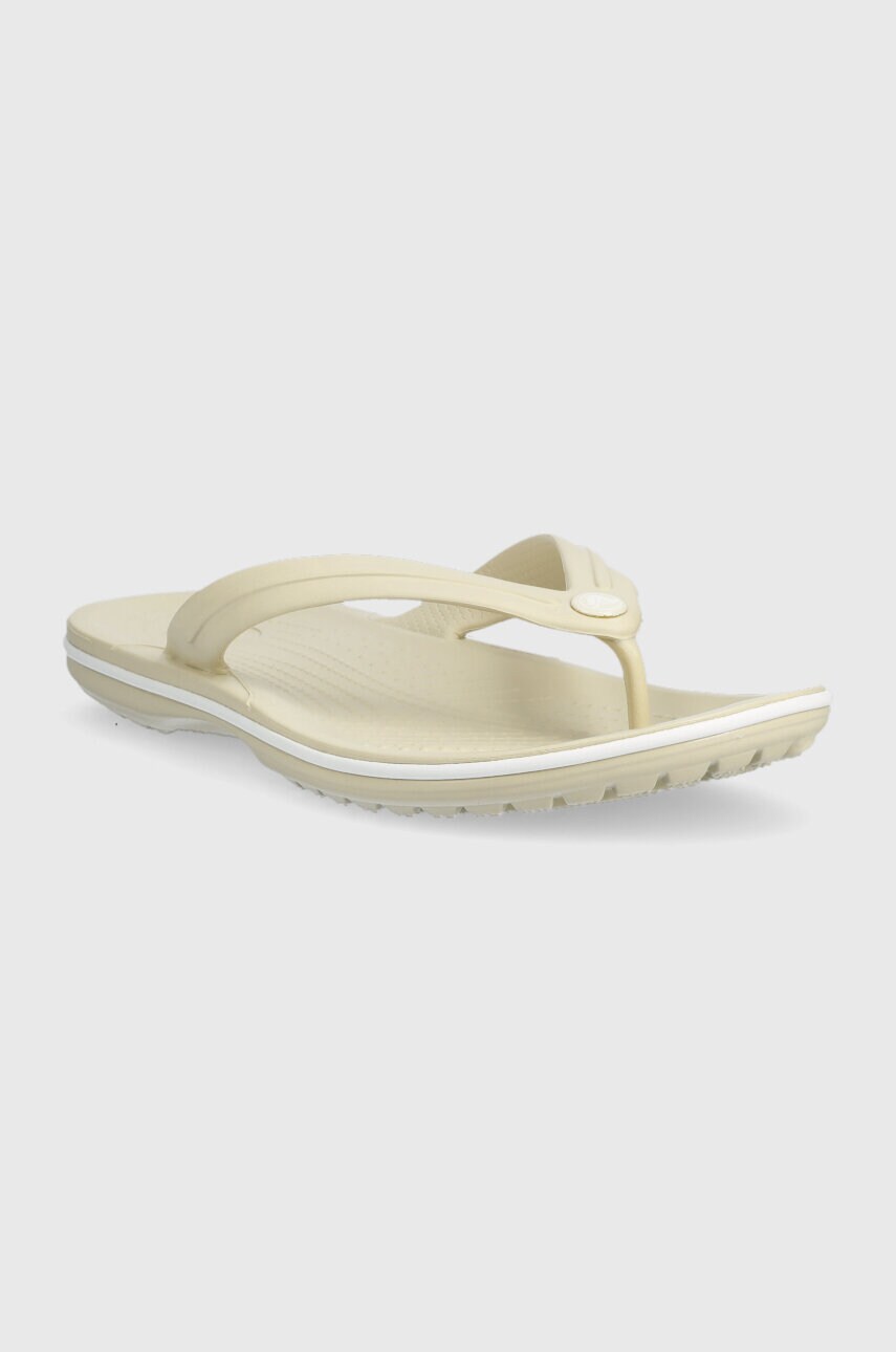 В'єтнамки Crocs Crocband Flip жіночі колір бежевий на плоскому ходу 11033.2Y2-2Y2