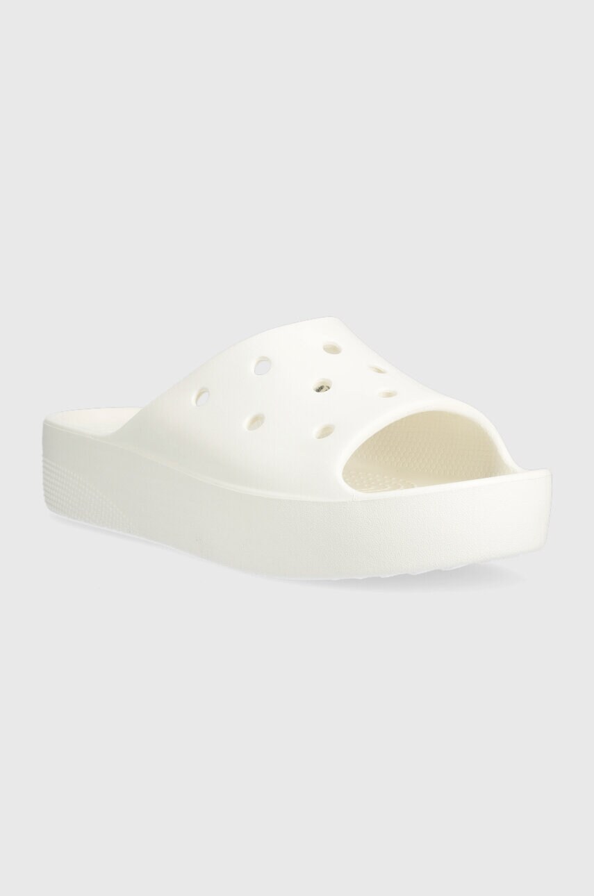 Шльопанці Crocs Classic Platform Slide жіночі колір білий на платформі 208180.100-100