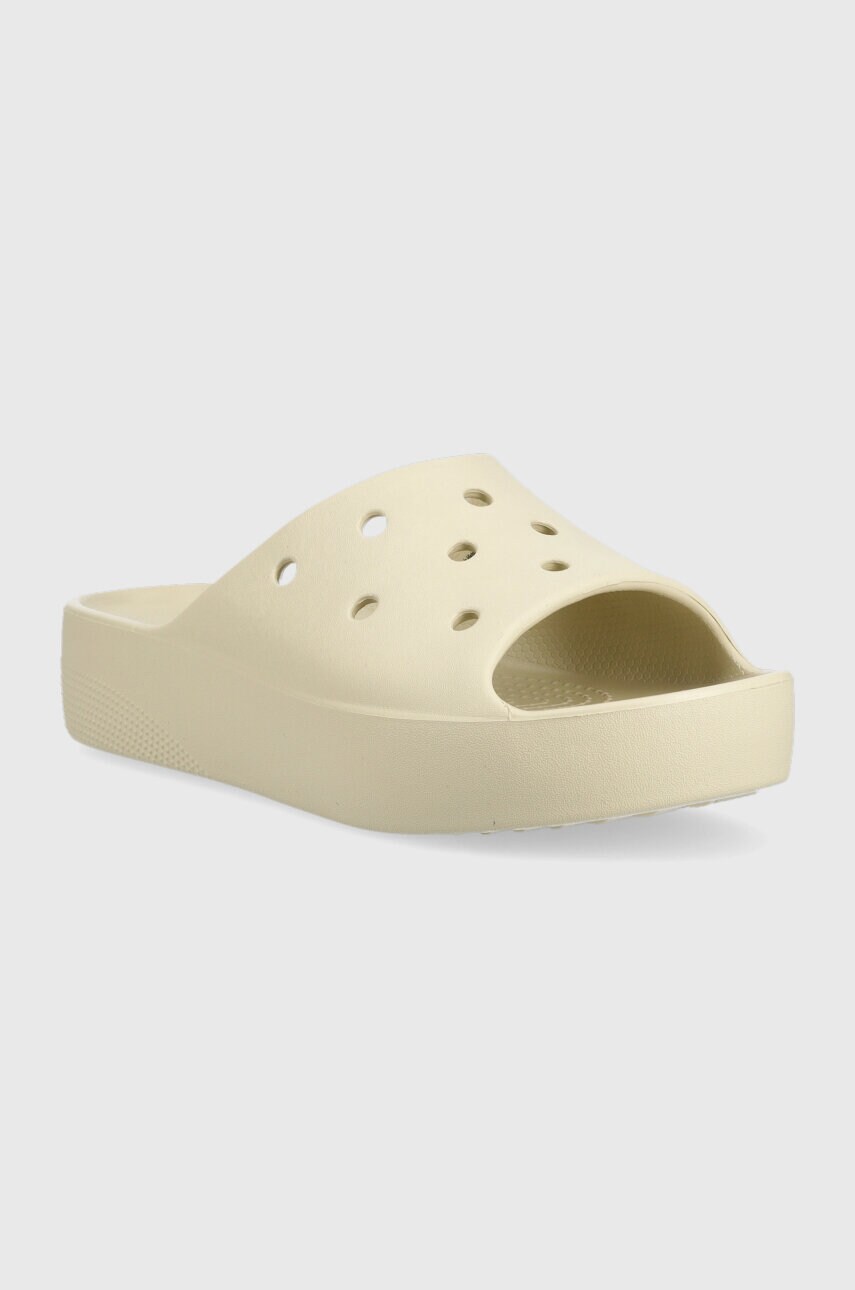 Шльопанці Crocs Classic Platform Slide жіночі колір бежевий на платформі 208180.2Y2-2Y2