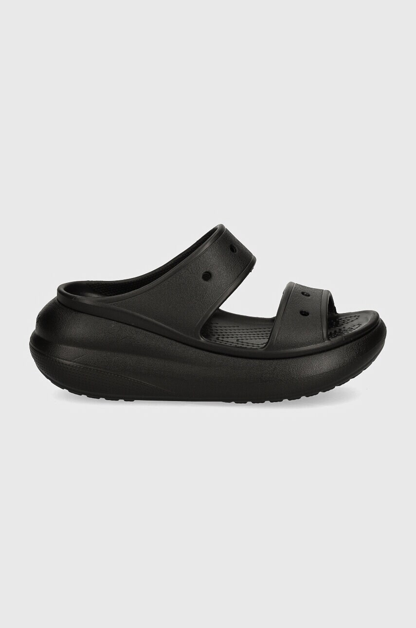 Шльопанці Crocs Classic Crush Sandal жіночі колір чорний на платформі 207670.001-001