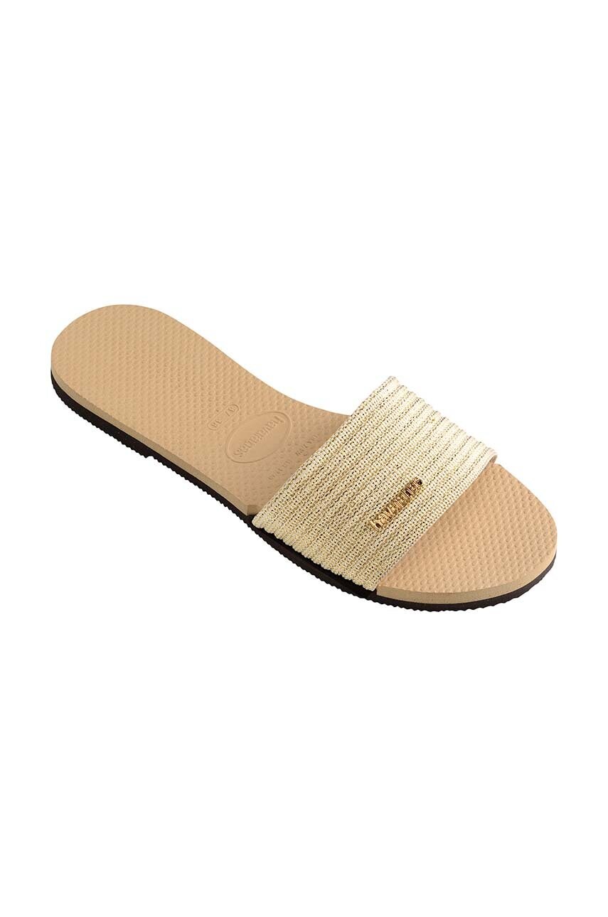 Шльопанці Havaianas YOU MALTA METALLIC жіночі колір золотий 4147312.0570