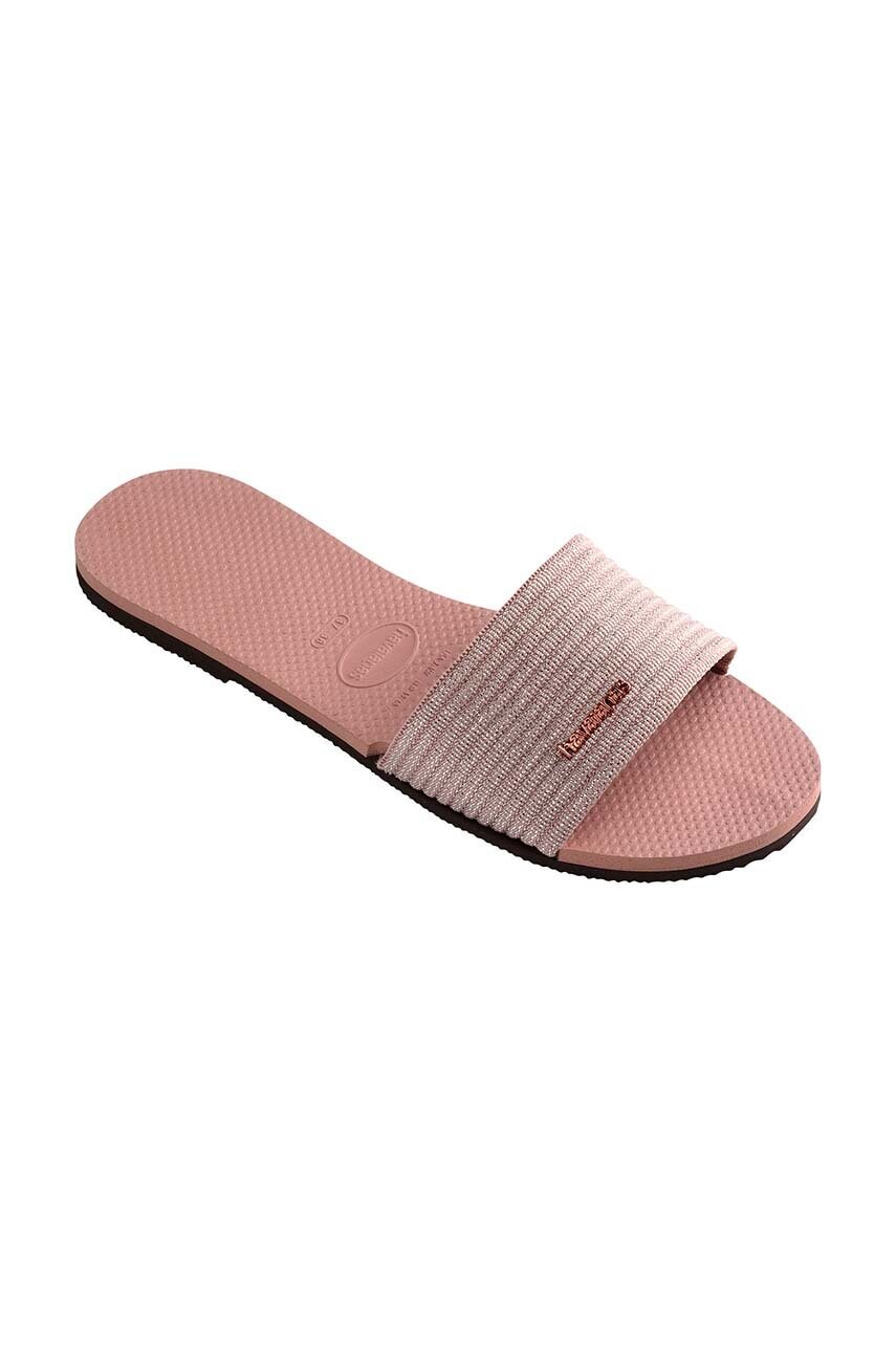 Шльопанці Havaianas YOU MALTA METALLIC жіночі колір рожевий 4147312.3544
