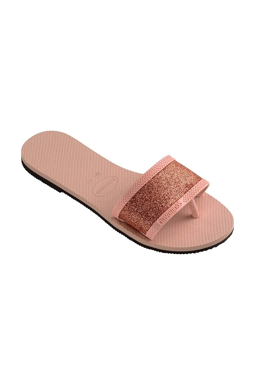 Шльопанці Havaianas YOU ANGRA GLITTER жіночі колір рожевий 4148294.0076