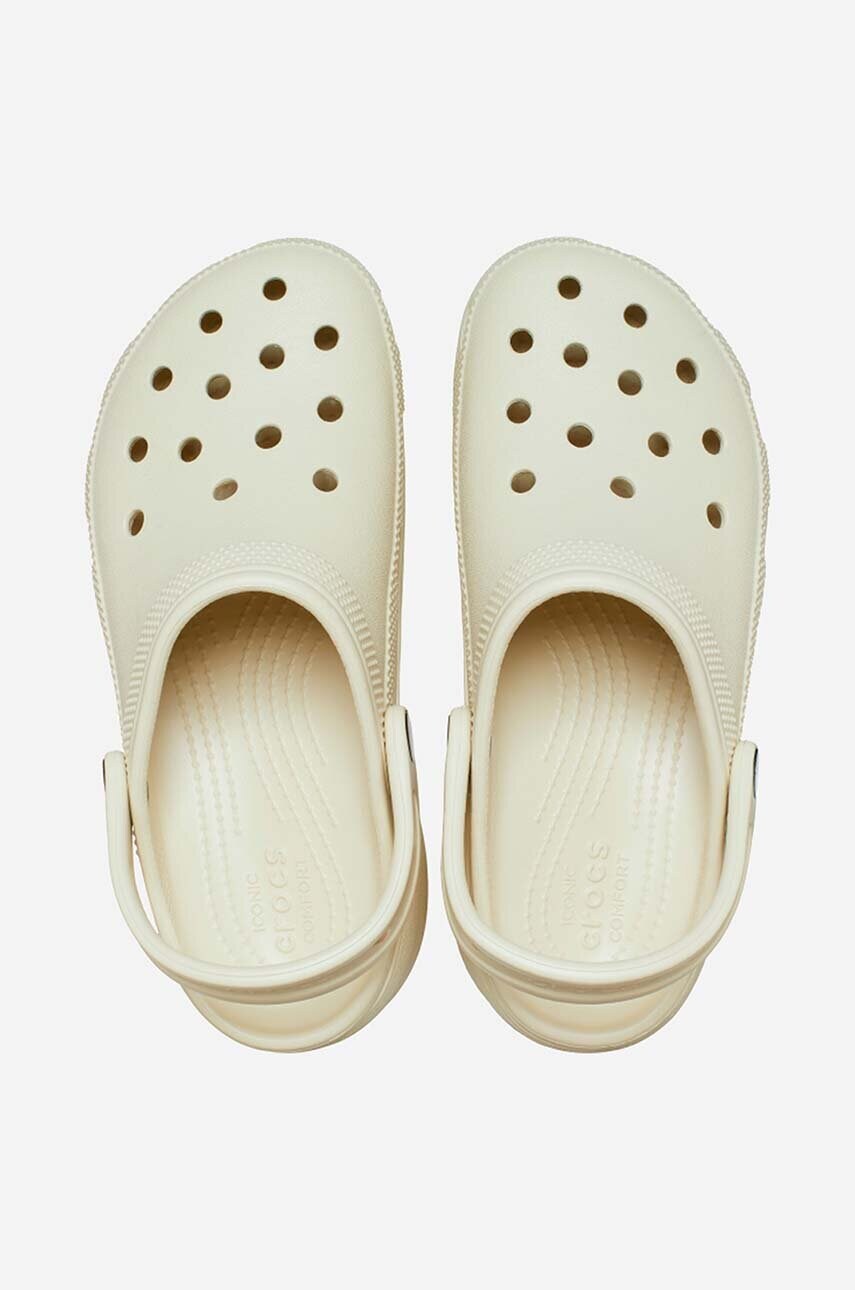 Шльопанці Crocs Classic Platform Clog жіночі колір бежевий на платформі 206750.BONE-CREAM