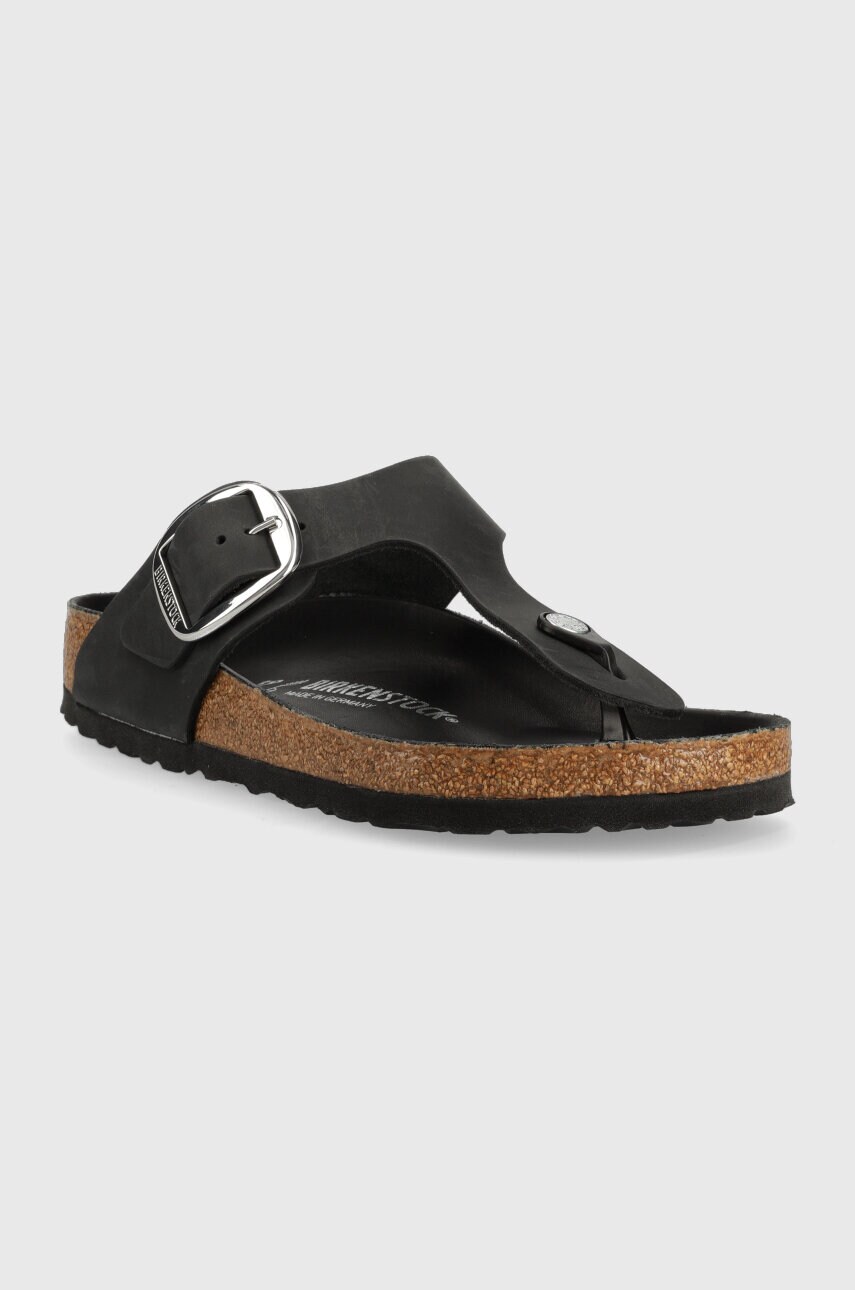 Шкіряні в'єтнамки Birkenstock Gizeh Big Buckle жіночі колір чорний на плоскому ходу 1023334