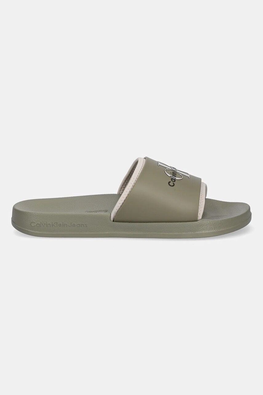 Шльопанці Calvin Klein Jeans SLIDE MONOGRAM TPU чоловічі колір зелений