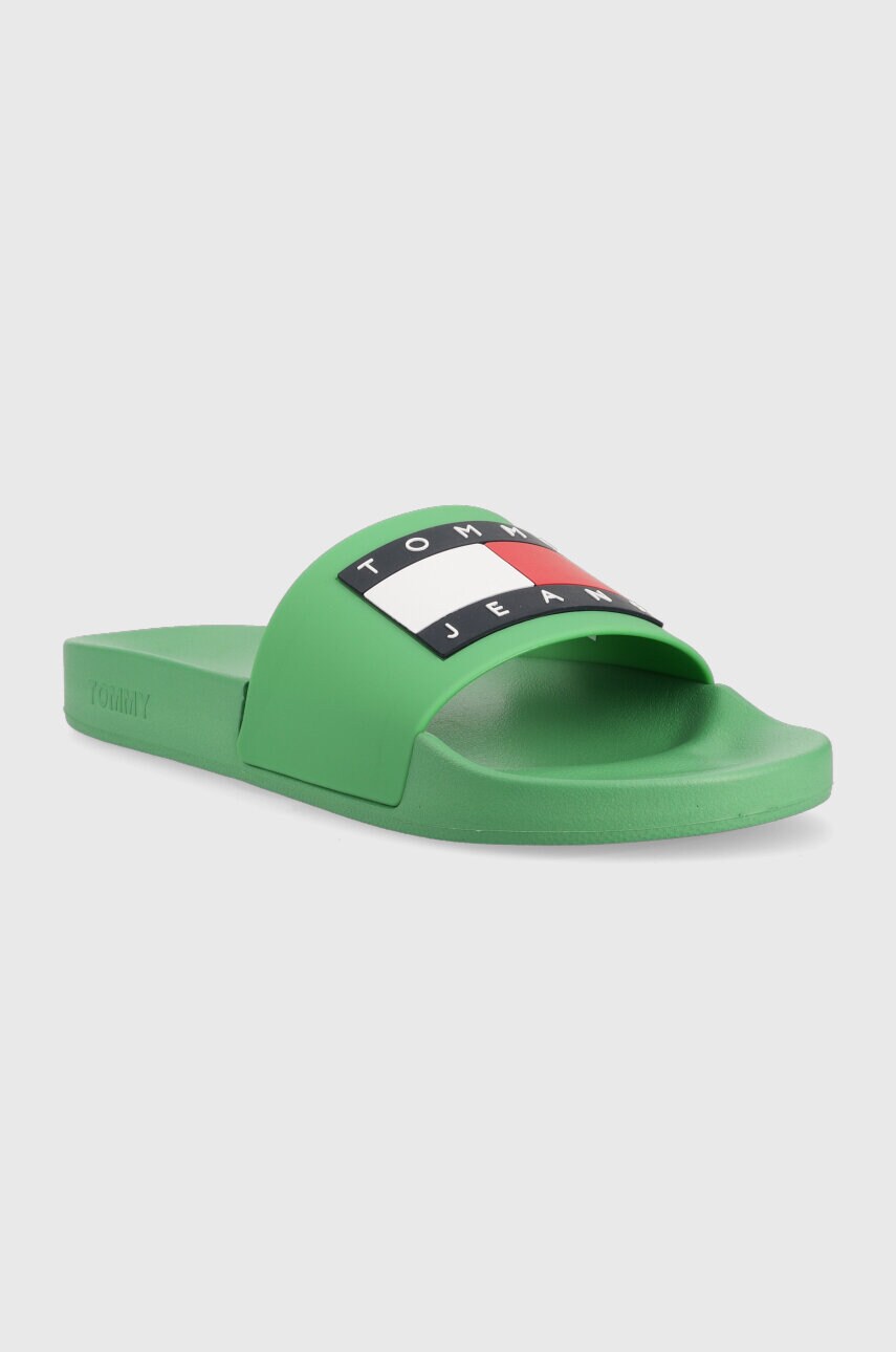 Шльопанці Tommy Jeans POOL SLIDE ESS чоловічі колір зелений EM0EM01191