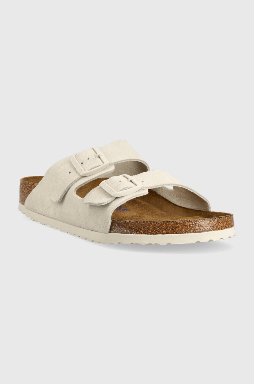Замшеві шльопанці Birkenstock Arizona чоловічі колір сірий 1024554-lgrey
