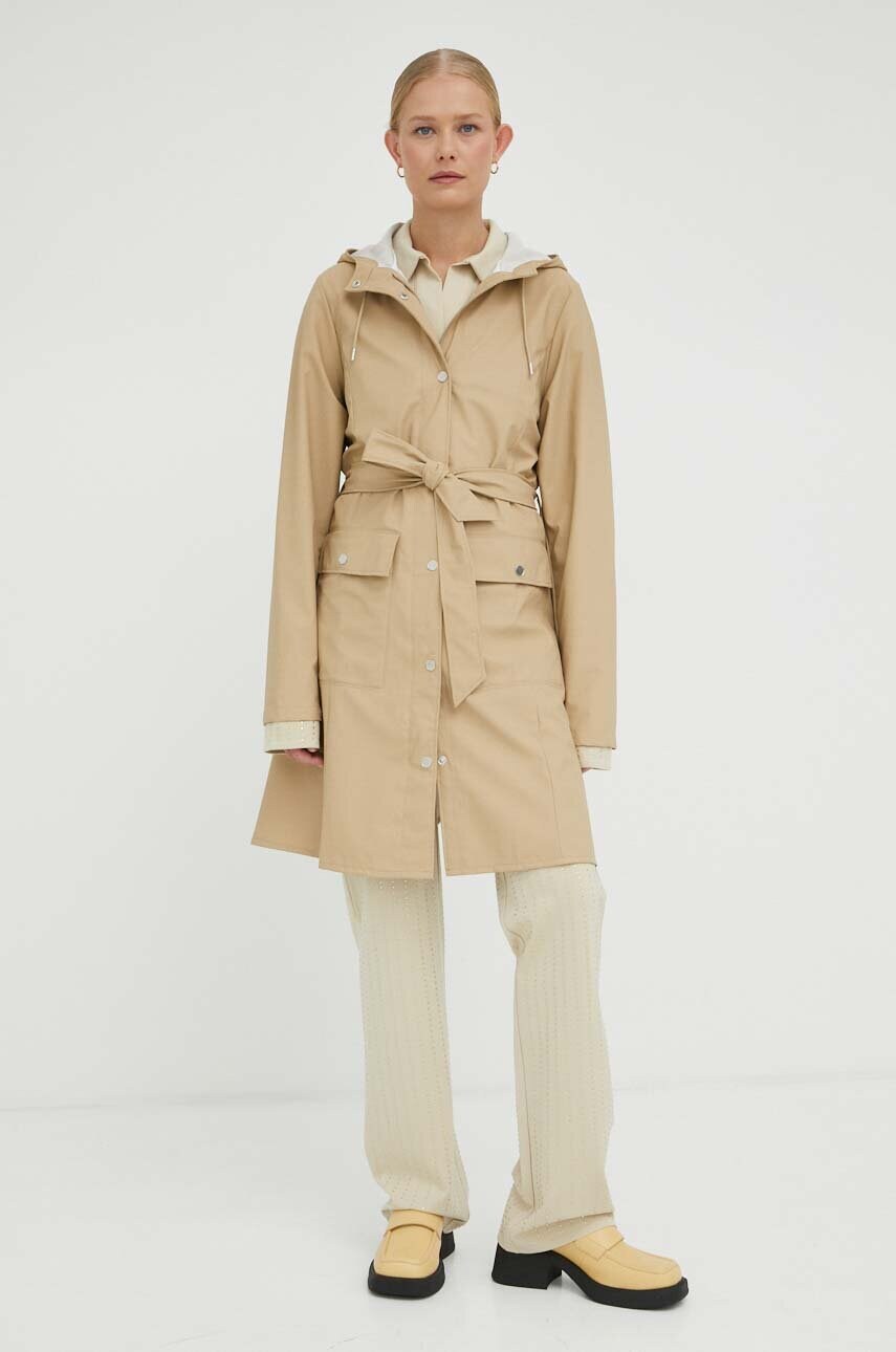 Дощовик Rains 18130 Curve Jacket жіночий колір бежевий перехідний 18130.24-24Sand