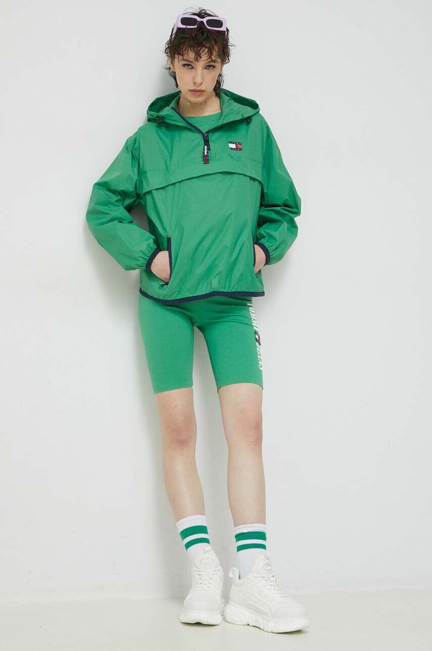 Куртка Tommy Jeans жіноча колір зелений перехідна oversize