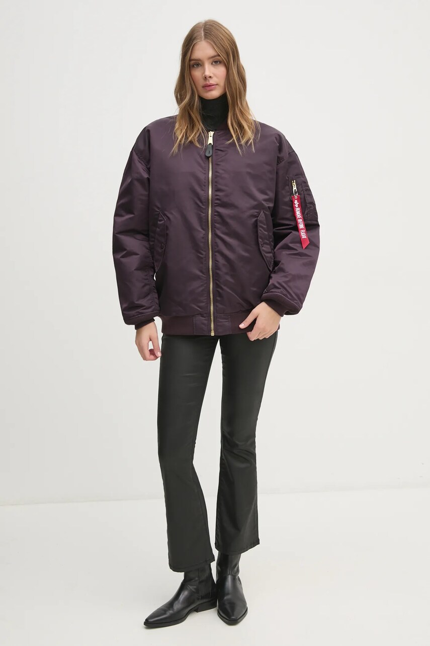 Куртка-бомбер Alpha Industries MA-1 CORE WMN жіноча колір фіолетовий зимова oversize