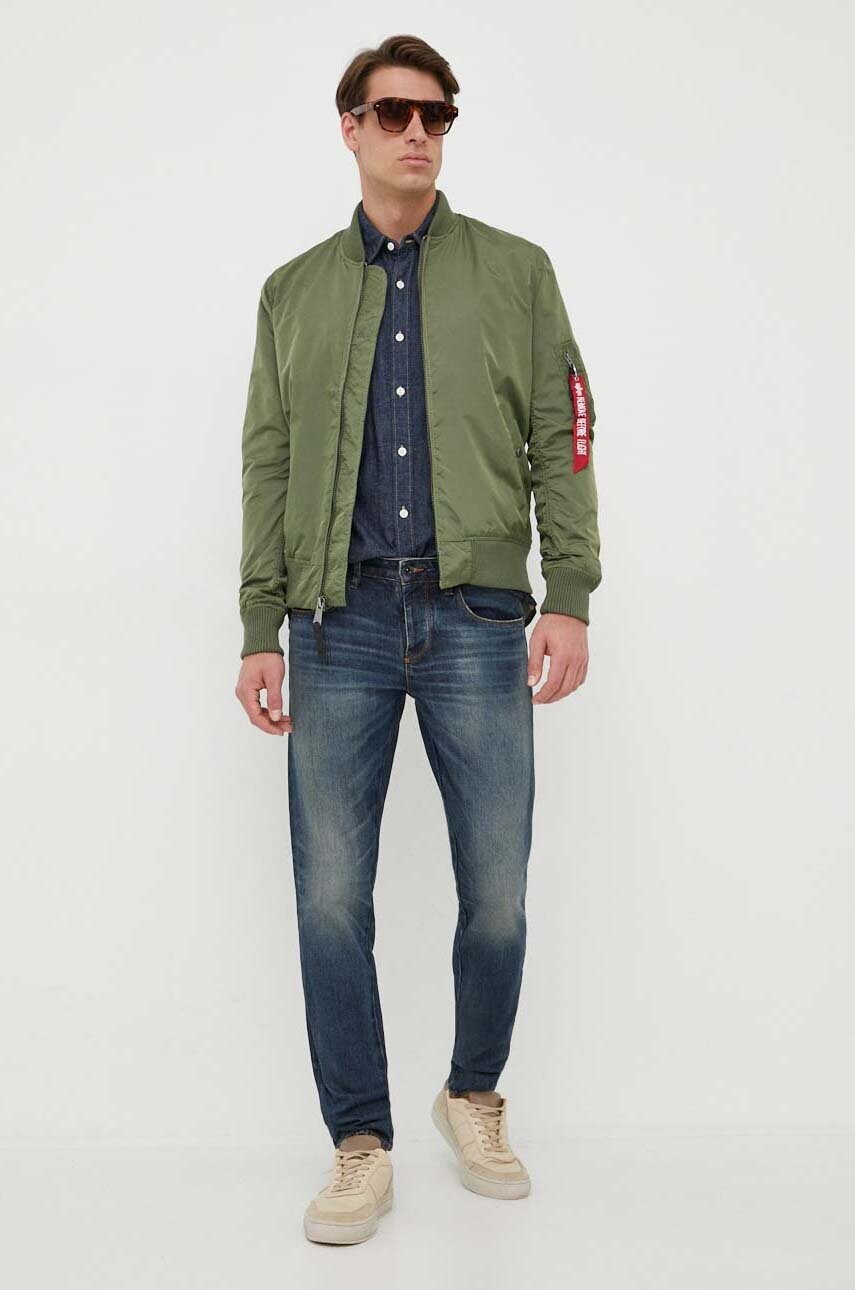 Куртка-бомбер Alpha Industries чоловічий колір зелений перехідна 191103.01-SageGreen
