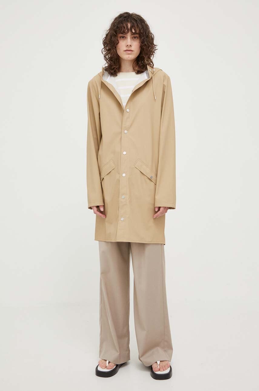 Протидощова куртка Rains 12020 Long Jacket колір бежевий перехідна 12020.24-24Sand