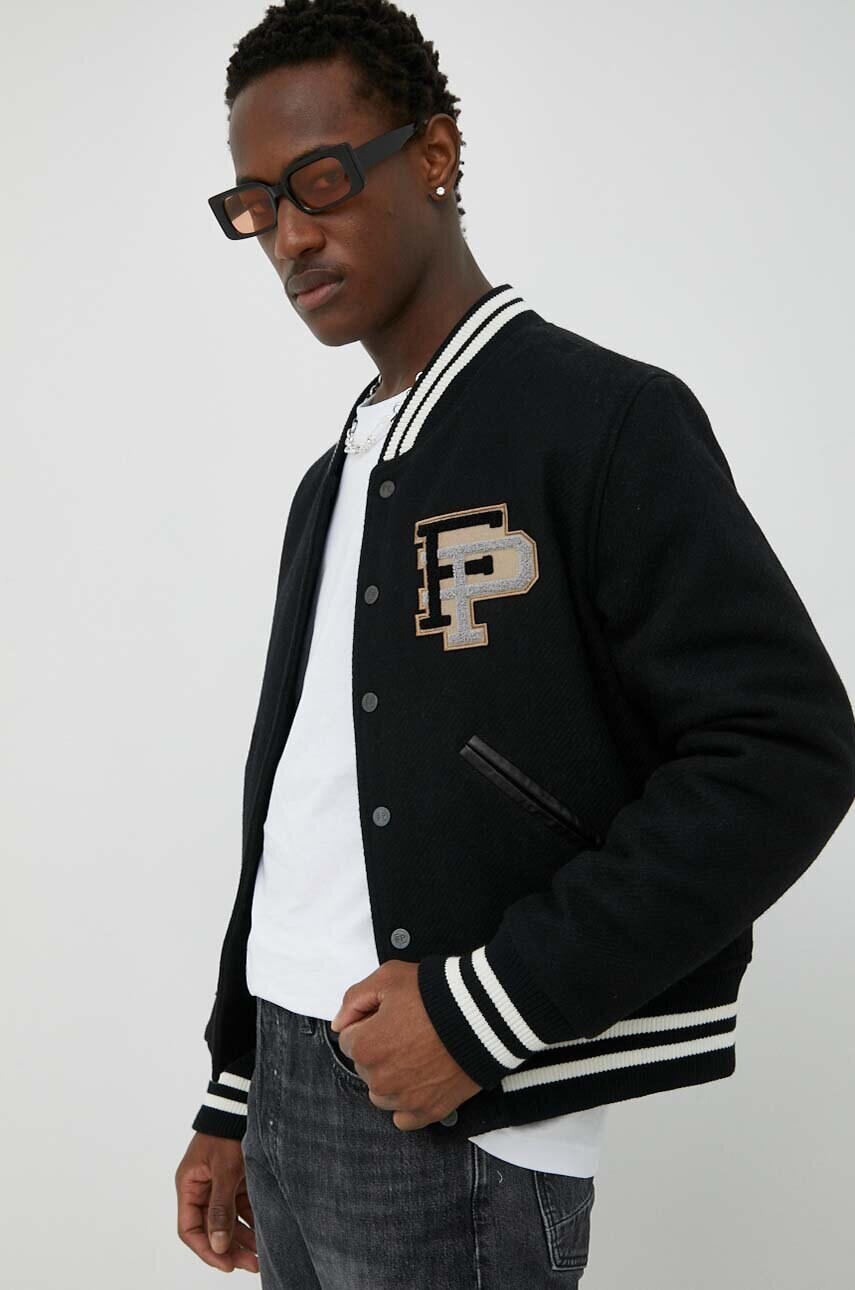 Вовняна куртка-бомбер Filling Pieces колір чорний перехідна oversize 81422201863-1863