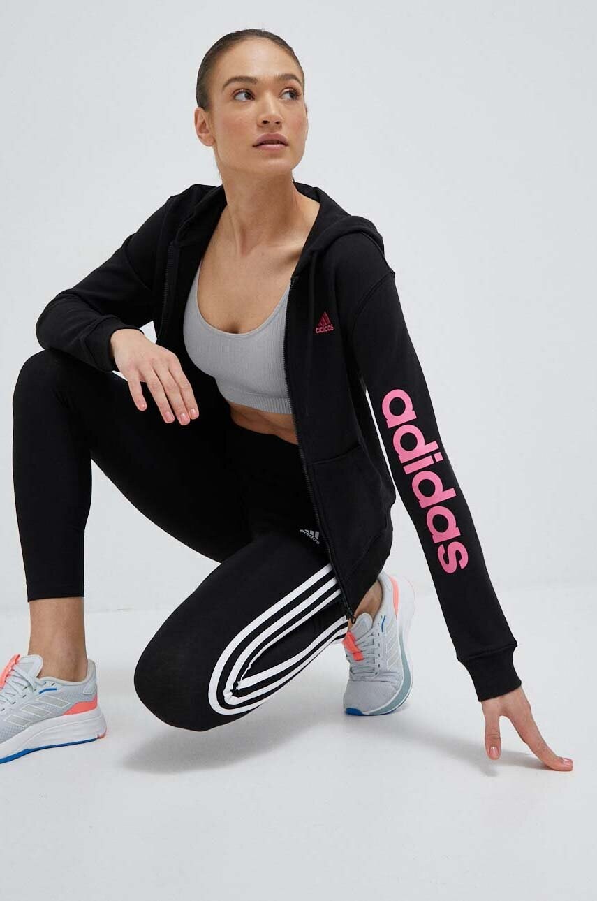 Легінси adidas жіночі колір чорний з аплікацією