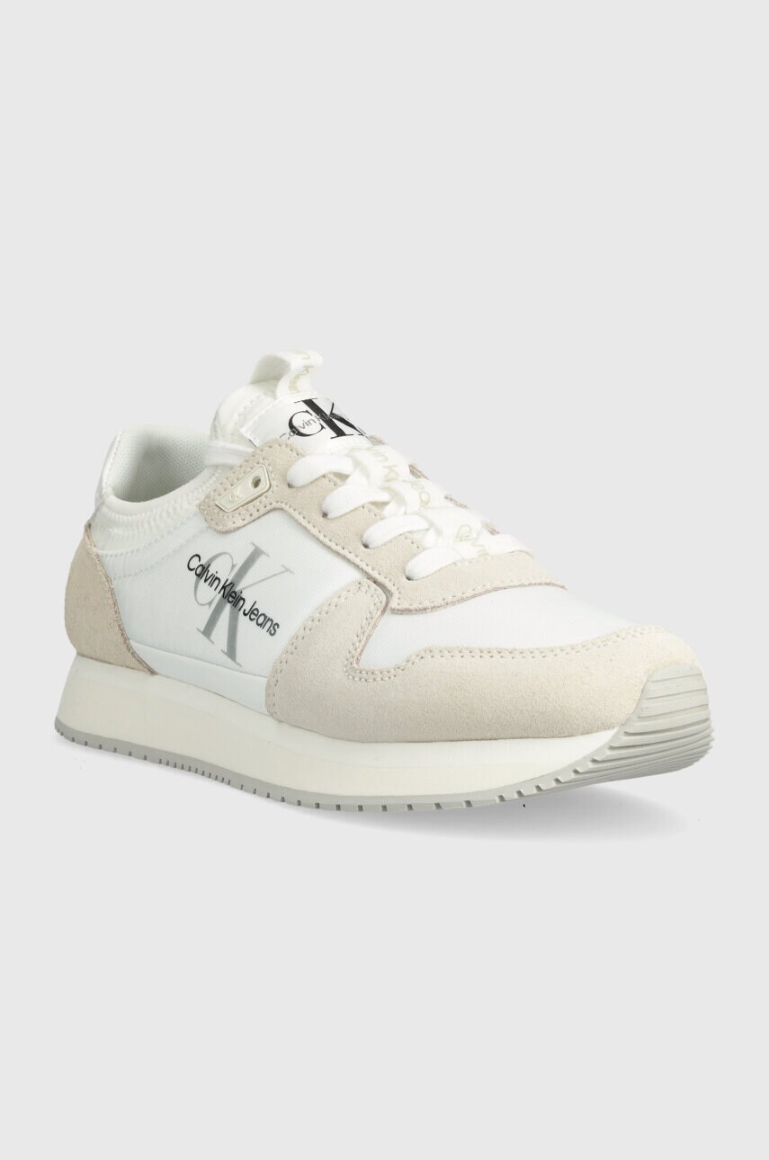 Кросівки Calvin Klein Jeans YW0YW00840 RUNNER SOCK LACEUP NY-LTH W колір бежевий YW0YW00840