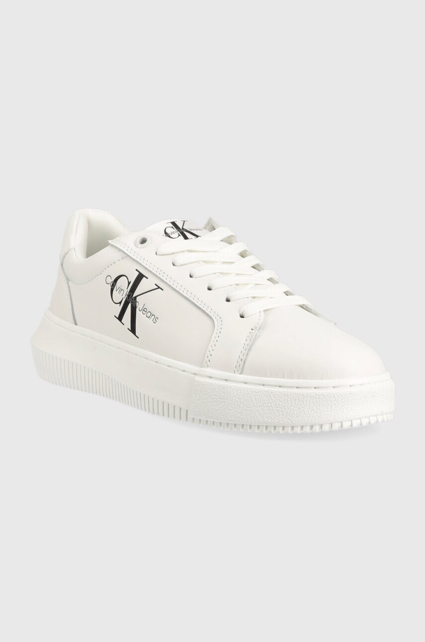 Шкіряні кросівки Calvin Klein Jeans YW0YW00823 CHUNKY CUPSOLE MONOLOGO W колір чорний