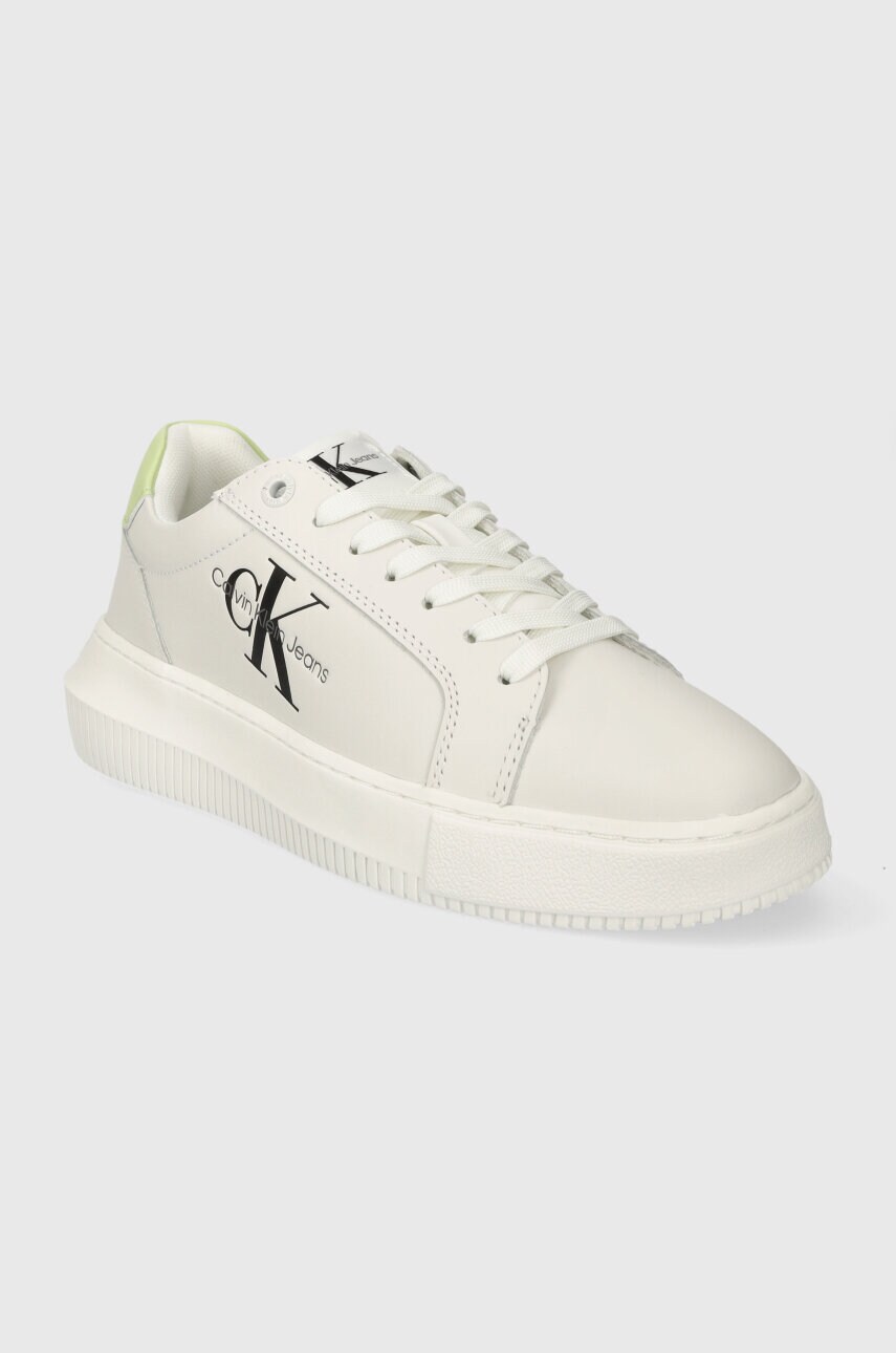 Шкіряні кросівки Calvin Klein Jeans YW0YW00823 CHUNKY CUPSOLE MONOLOGO W колір білий YW0YW00823