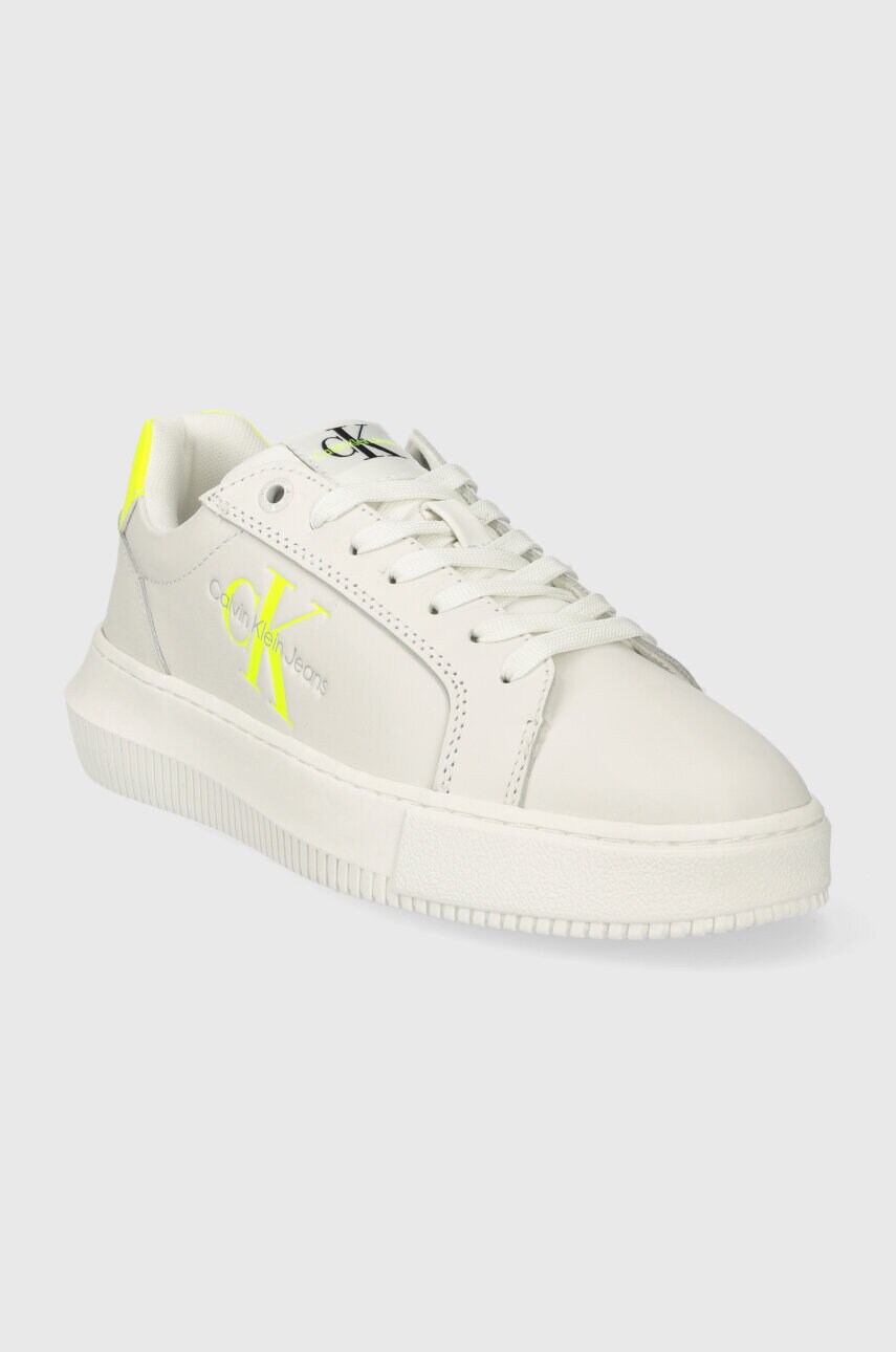 Шкіряні кросівки Calvin Klein Jeans YW0YW00823 CHUNKY CUPSOLE MONOLOGO W колір білий