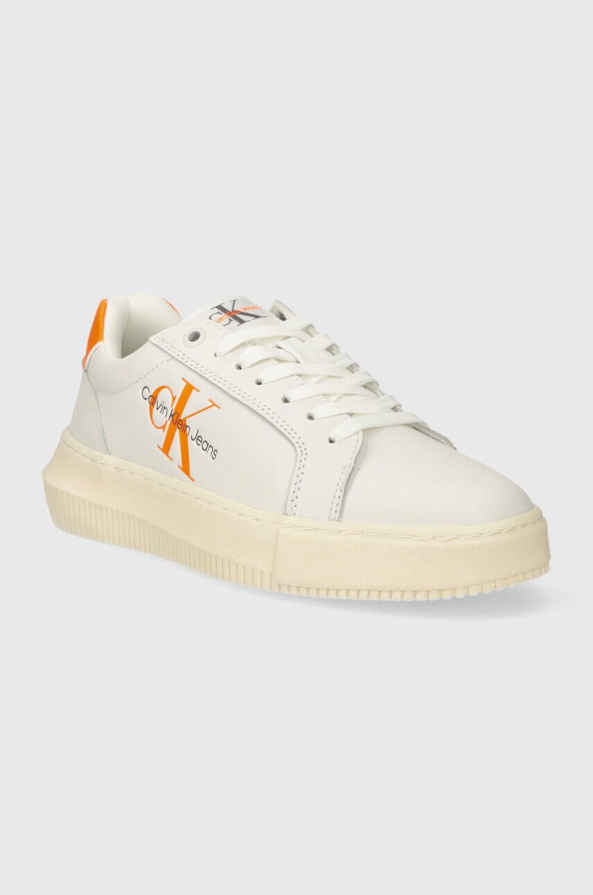 Шкіряні кросівки Calvin Klein Jeans YW0YW00823 CHUNKY CUPSOLE MONOLOGO W колір білий YW0YW00823