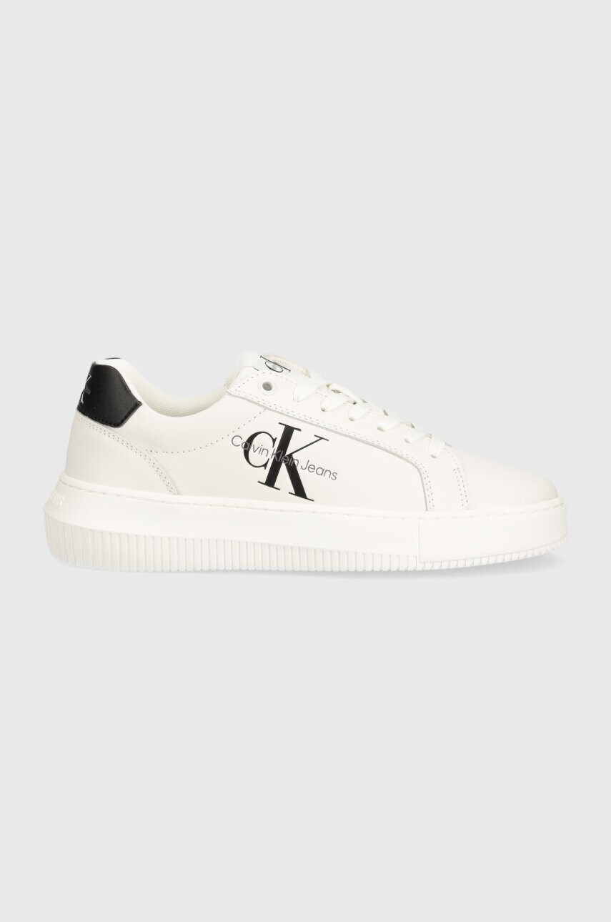 Шкіряні кросівки Calvin Klein Jeans YW0YW00823 CHUNKY CUPSOLE MONOLOGO W колір білий