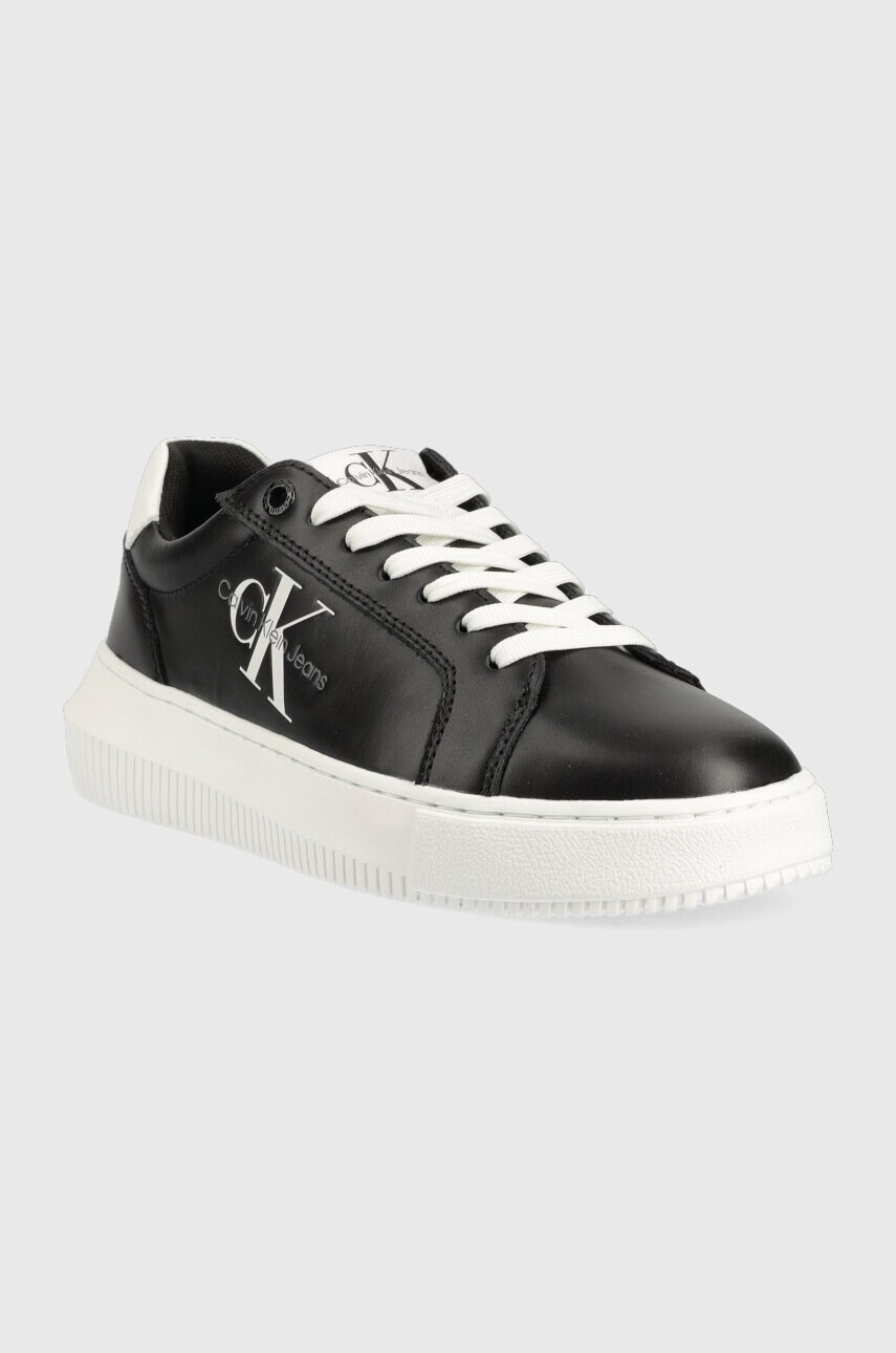 Шкіряні кросівки Calvin Klein Jeans YW0YW00823 CHUNKY CUPSOLE MONOLOGO W колір чорний