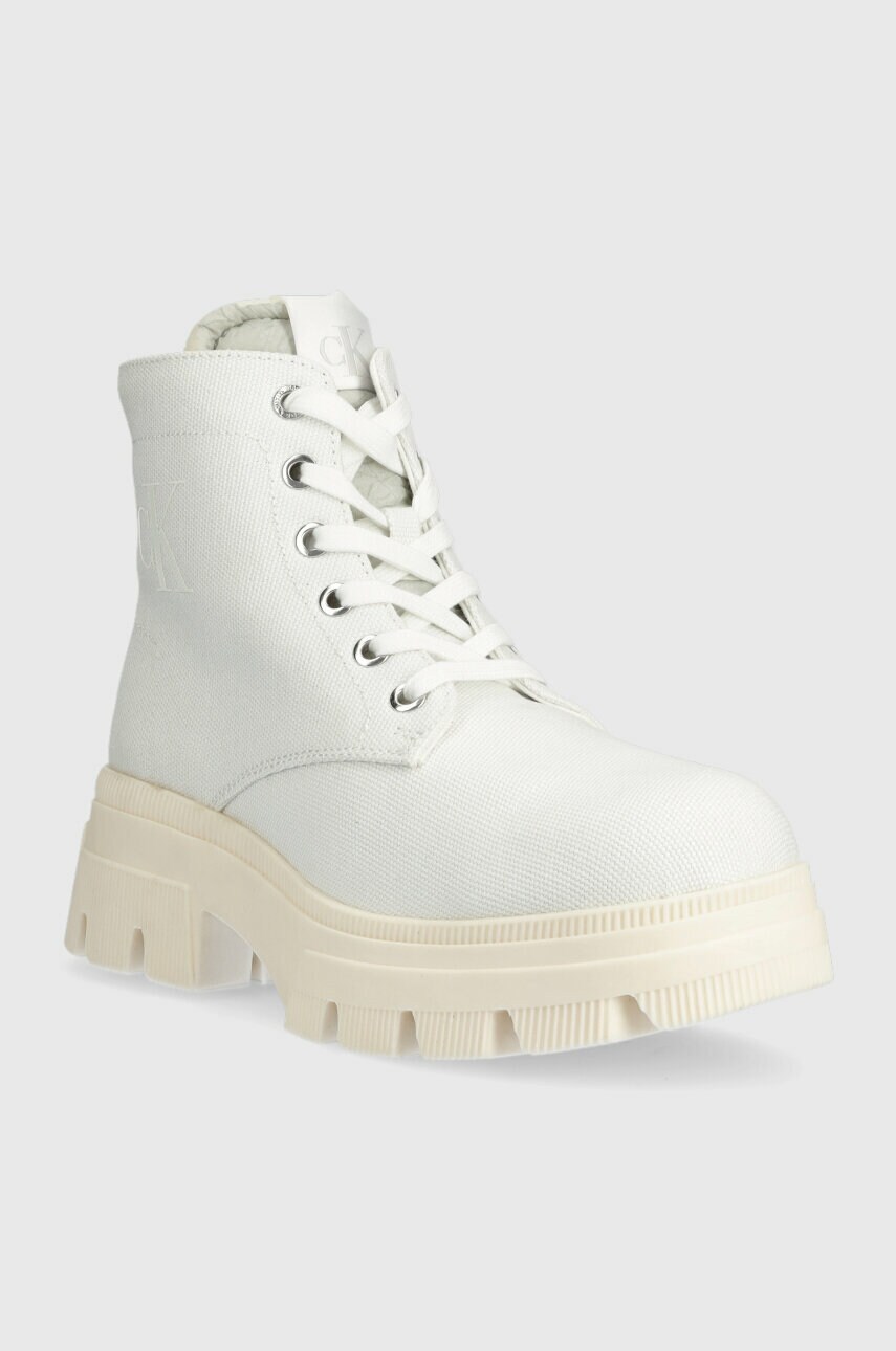 Черевики Calvin Klein Jeans CHUNKLY BOOT VINTANGE TONGUE жіночі колір білий на платформі YW0YW00947