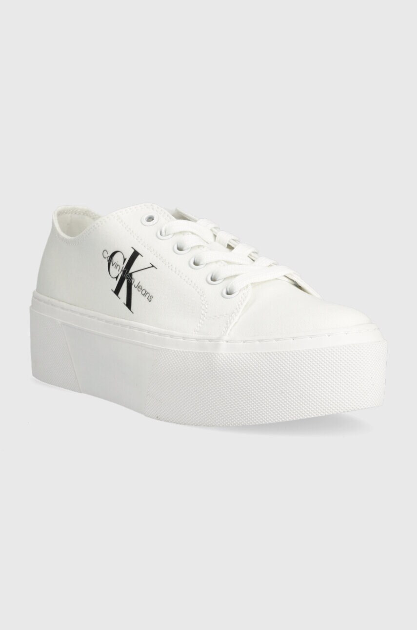 Кеди Calvin Klein Jeans FLATFORM+ CUPSOLE LOW TXT жіночі колір білий YW0YW01033