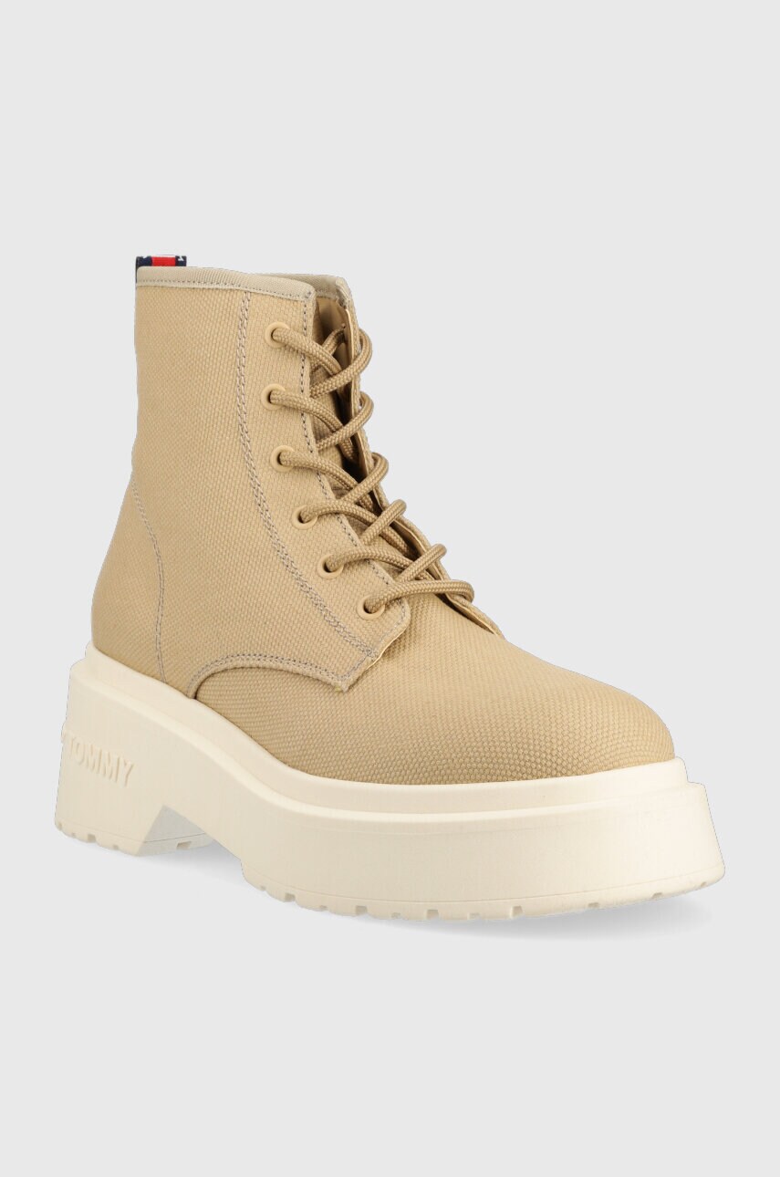 Кеди Tommy Jeans LACE UP FESTIV BOOTS жіночі колір бежевий  EN0EN02133