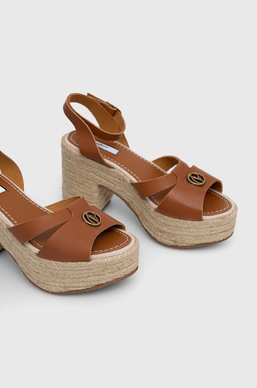 Шкіряні сандалі Pepe Jeans TAFFY колір коричневий PLS90602