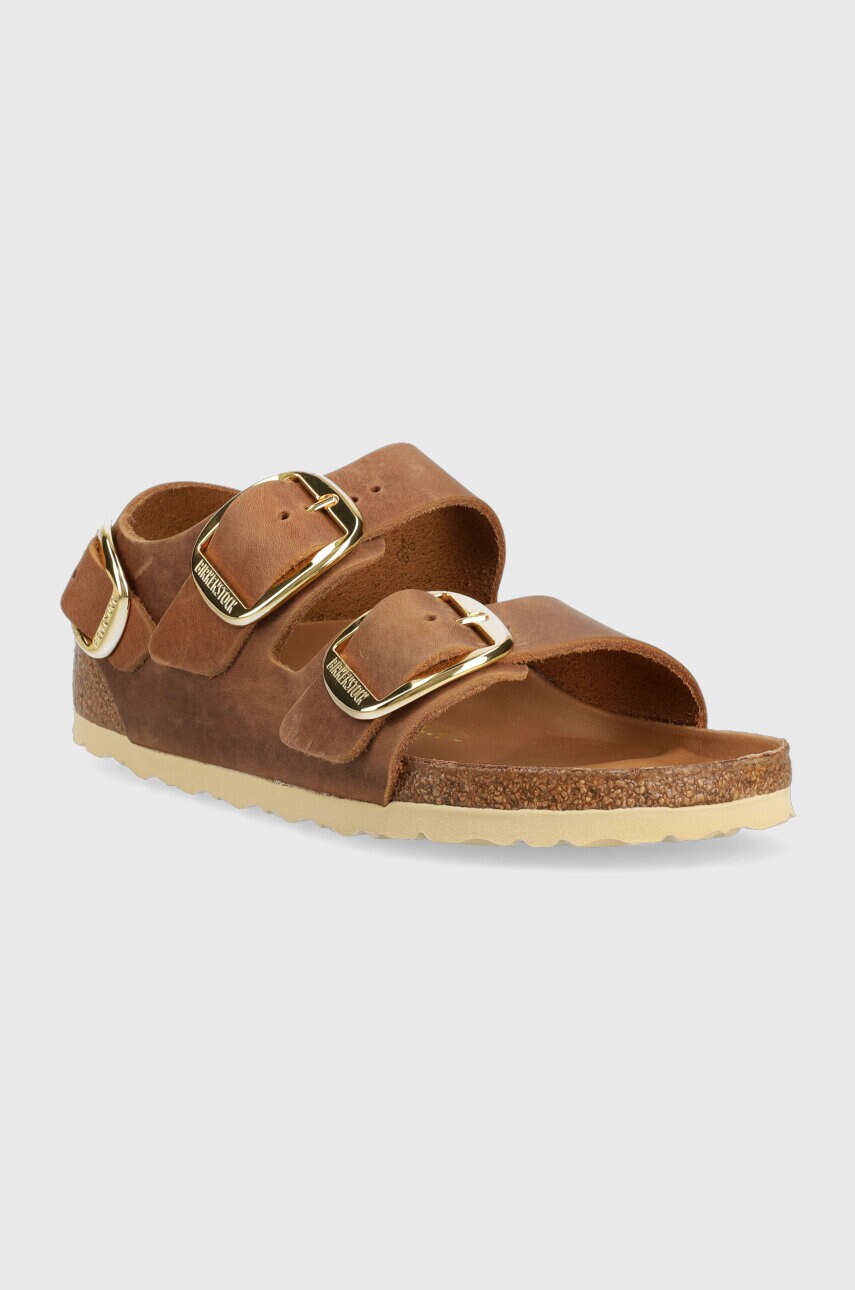 Шкіряні сандалі Birkenstock Milano Big Buckle жіночі колір коричневий 1024067 1024067-Cognac