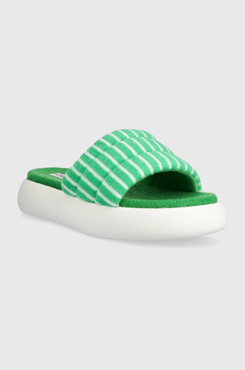 Шльопанці Toms Alpargata Mallow Slide жіночі колір зелений на платформі 10019721