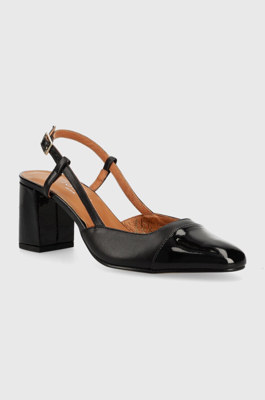 Шкіряні туфлі Jonak DHAPOP VERNIS/CUIR колір чорний каблук блок відкрита п'ята 3300259