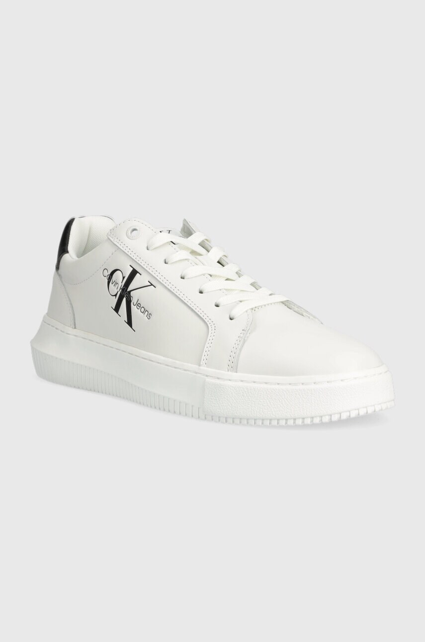 Шкіряні кросівки Calvin Klein Jeans YM0YM00681 CHUNKY CUPSOLE MONOLOGO колір білий