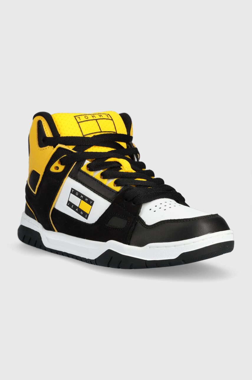Шкіряні кросівки Tommy Jeans Em0em01108 Tommy Jeans Mid Cut Droid колір жовтий
