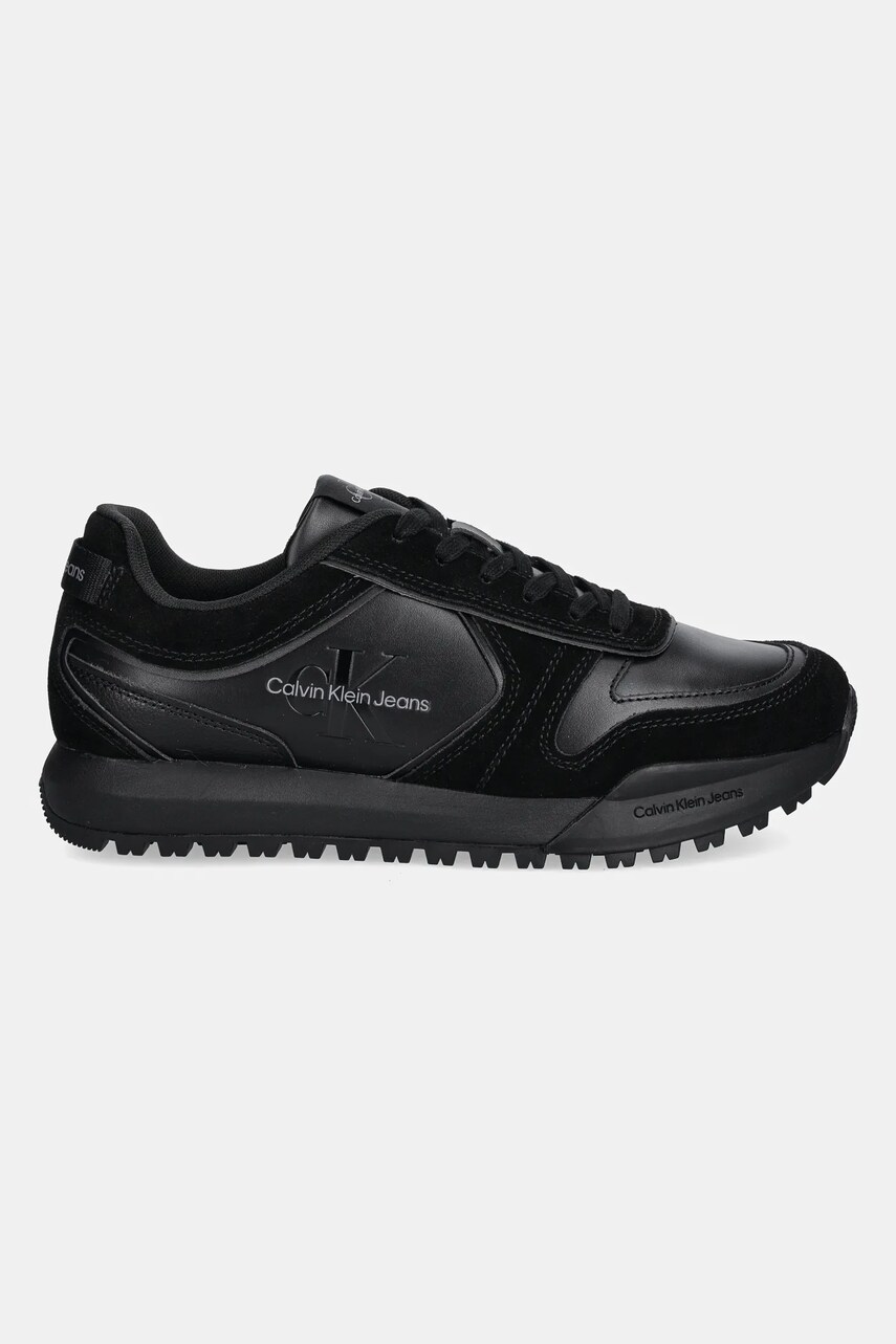 Шкіряні кросівки Calvin Klein Jeans TOOTHY RUNNER IRREGULAR LINES колір чорний