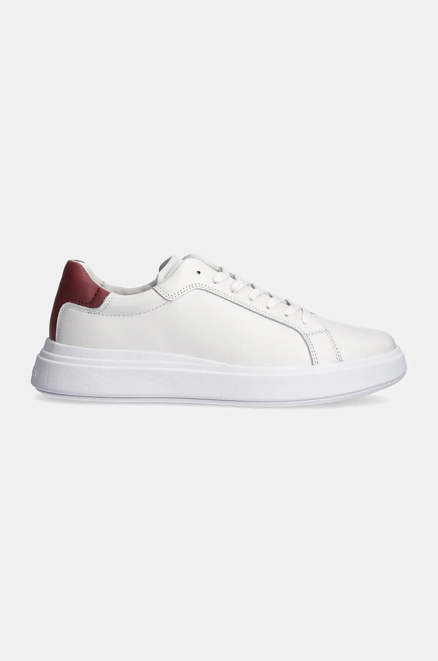 Шкіряні кросівки Calvin Klein LOW TOP LACE UP LTH колір білий HM0HM01016